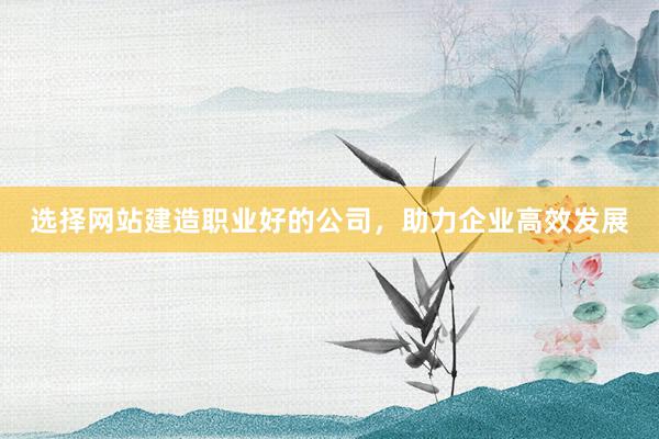 选择网站建造职业好的公司，助力企业高效发展